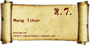 Meng Tibor névjegykártya
